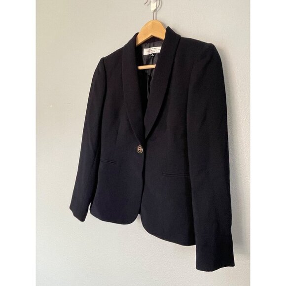 Tahari Classic Career Black Blazer Jacket Petite SZ 0P Single Gold Button #0609 - Picture 2 of 15